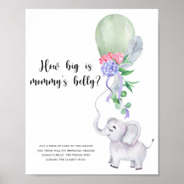 Póster Elefante y globo ¿Qué tan grande está la barriga d