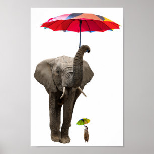 Póster Elefante y ratón