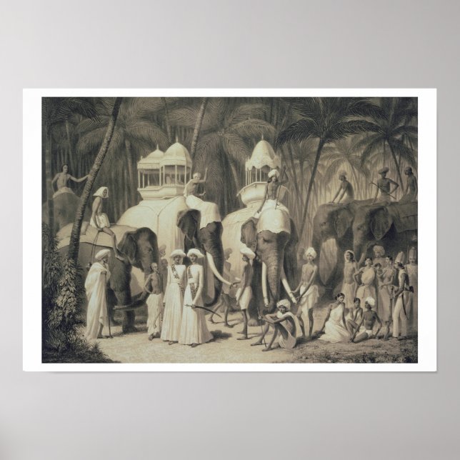 Póster Elefantes del Raja de Travandrum, de 'Voyage' (Frente)