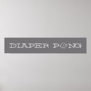 Póster Elefantes grises Diaper Pong Game Rótulo