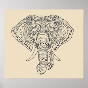Póster Elefantes tribales de animales africanos