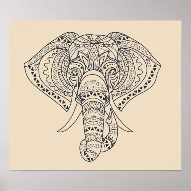 Póster Elefantes tribales de animales africanos (Frente)