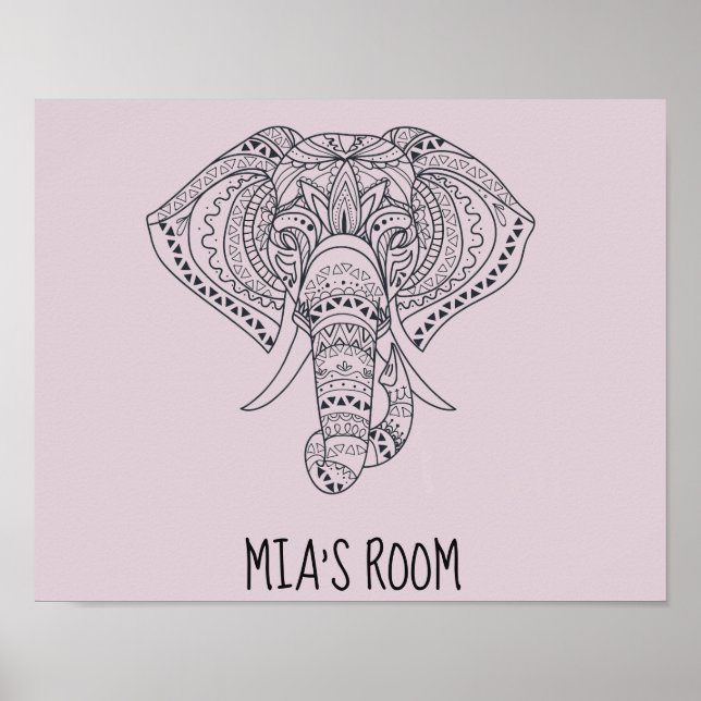 Póster Elefantes tribales de animales africanos (Frente)