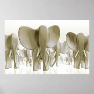 Póster ¡Elefantes! (Versión del oro)