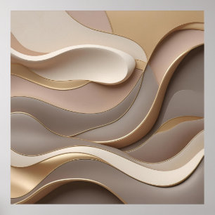 Póster Elegancia abstracta neutra - Flujo 3D estratificad