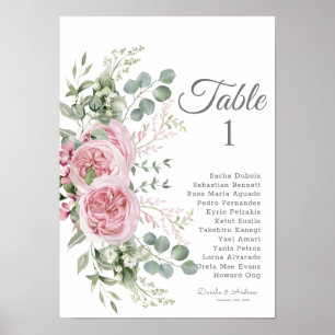 Póster Elegancia Acuarela Floral Boda Lugar