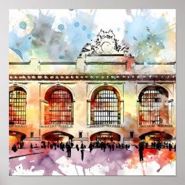 Póster Elegancia acuarela: Terminal Grand Central