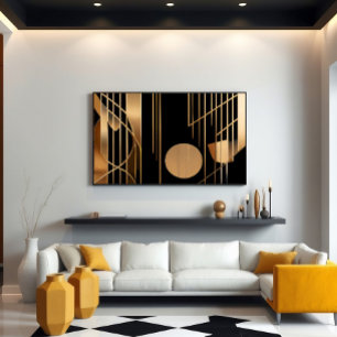 Póster Elegancia Art Déco Líneas Doradas