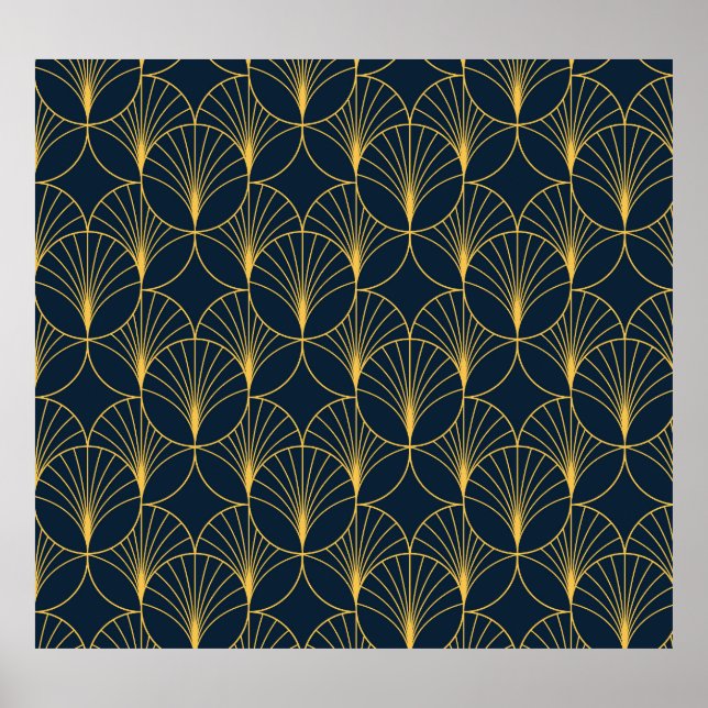 Póster Elegancia Art Deco: Motivos de fans (Frente)