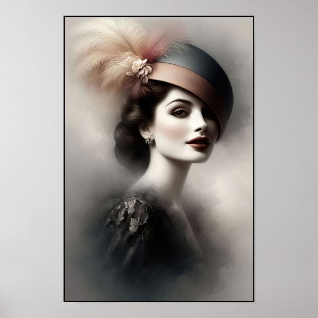 Póster Elegancia Atemporal de los 40 en Moda Retro (Frente)