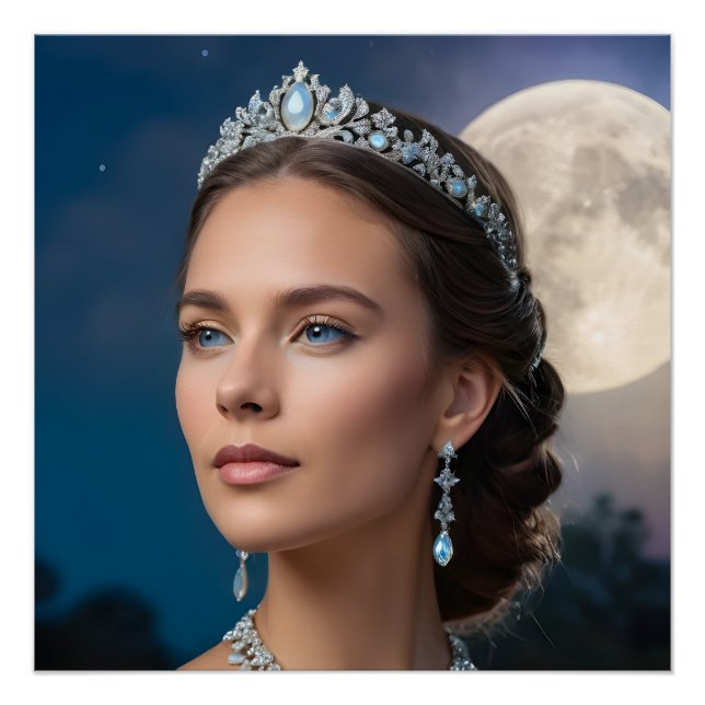 Póster Elegancia Celeste iluminada por luna (Anverso)