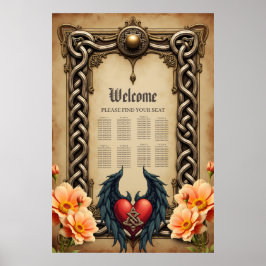 Póster Elegancia celta con corazón y alas.