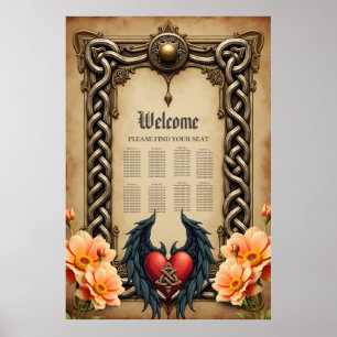 Póster Elegancia celta con corazón y alas.