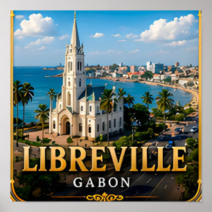 Póster Elegancia Costera de Libreville y Patrimonio Gabon
