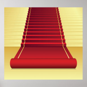 Póster Elegancia De Alfombras Rojas: Fondo Vintage.