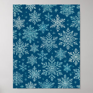 Póster Elegancia de copos de nieve con escarcha