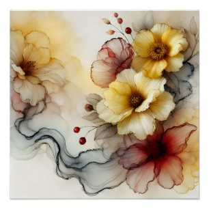 Póster "Elegancia de florecimiento dorado": Resumen de se