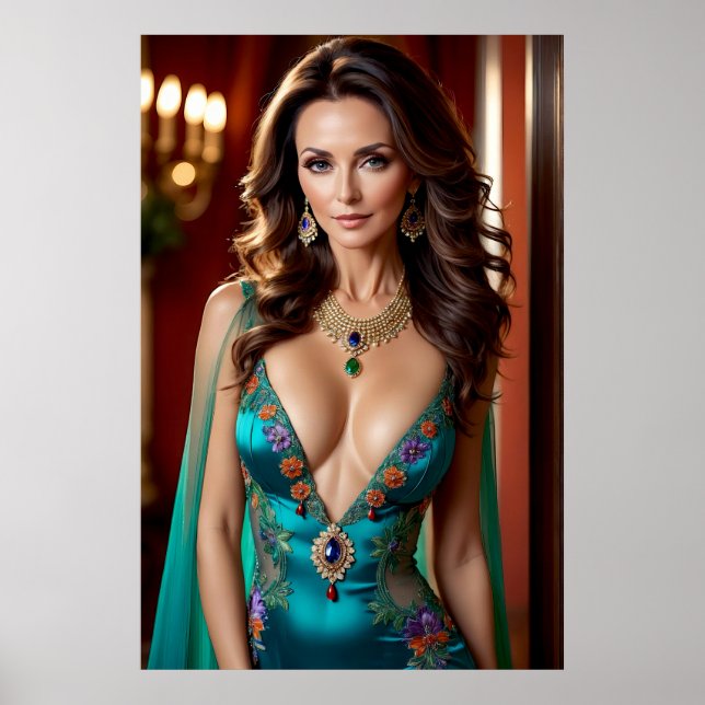 Póster Elegancia de la Mujer Turquesa (1) (Frente)