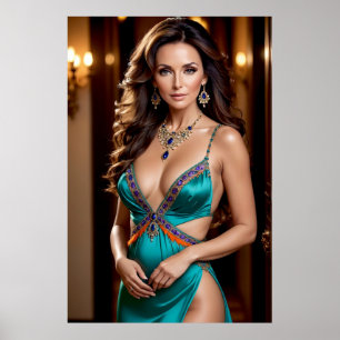 Póster Elegancia de la Mujer Turquesa (3)