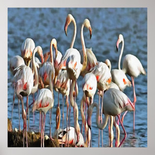 Póster Elegancia De Los Flamingos Rosa Artísticos