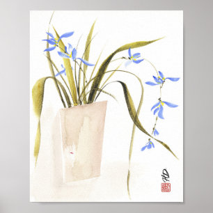 Póster Elegancia de Orquídea Azul