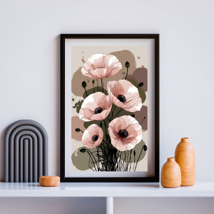 Póster Elegancia de Ramo de Amapola Suave