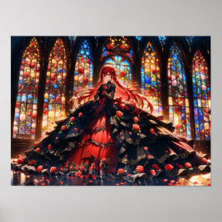 Póster Elegancia de Rosa Carmesí