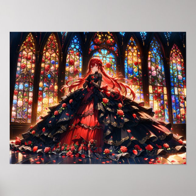 Póster Elegancia de Rosa Carmesí (Frente)