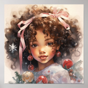 Póster Elegancia de Yuletide - Belleza infantil negra
