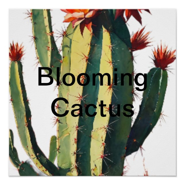 Póster Elegancia del desierto: Cactus floreciente (Anverso)