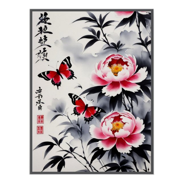 Póster Elegancia en Bloom: Armonía floral y paisajística  (Anverso)