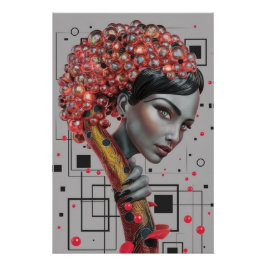 Póster Elegancia en líneas: Prof. lateral de una mujer en