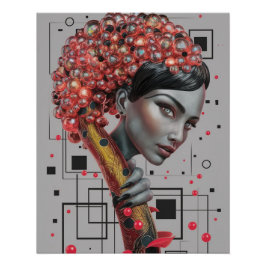 Póster Elegancia en líneas: Prof. lateral de una mujer en