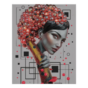 Póster Elegancia en líneas: Prof. lateral de una mujer en