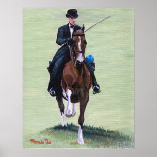 Póster Elegancia ensillada en acción retrato de caballo
