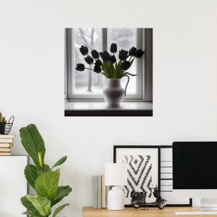 Póster "Elegancia escarcha: Tulipanes negros en una bolsa