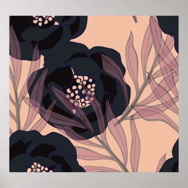 Póster Elegancia floral abstracta, fondo artístico. (Frente)