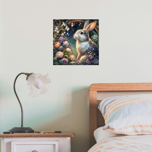 Póster Elegancia floral de conejito de Art Nouveau (Subido por el creador)