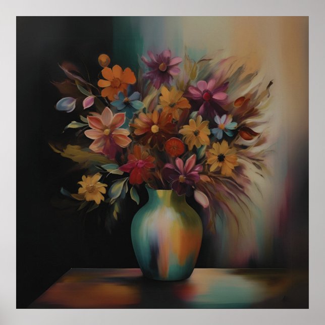 Póster Elegancia floral en óleo (Frente)