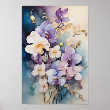 Elegancia floral - Flores orquídeas Watercolor Art