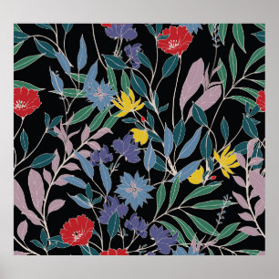 Póster Elegancia floral: Resumen de fondo vintage