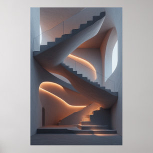 Póster Elegancia fluida: Escalera Espiral Escultural