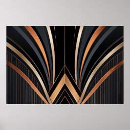 Póster Elegancia geométrica metálica Art Deco