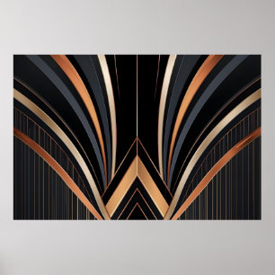 Póster Elegancia geométrica metálica Art Deco