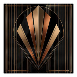 Póster Elegancia geométrica metálica Art Deco