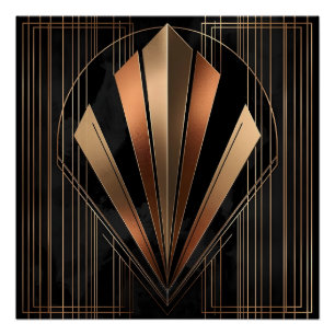 Póster Elegancia geométrica metálica Art Deco