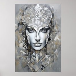 Póster Elegancia geométrica: una mujer moderna resumen ar