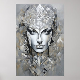 Póster Elegancia geométrica: una mujer moderna resumen ar