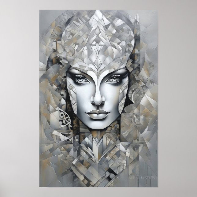 Póster Elegancia geométrica: una mujer moderna resumen ar (Frente)