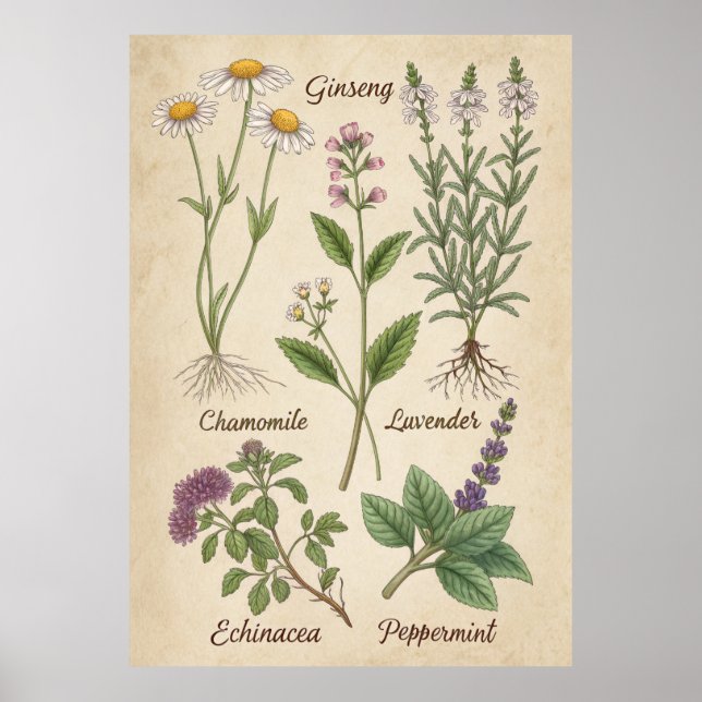 Póster Elegancia herbal: historias medicinales en tinta - (Frente)